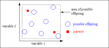 Fig. 4-3: Possible area of the offspring after intermediate recombination